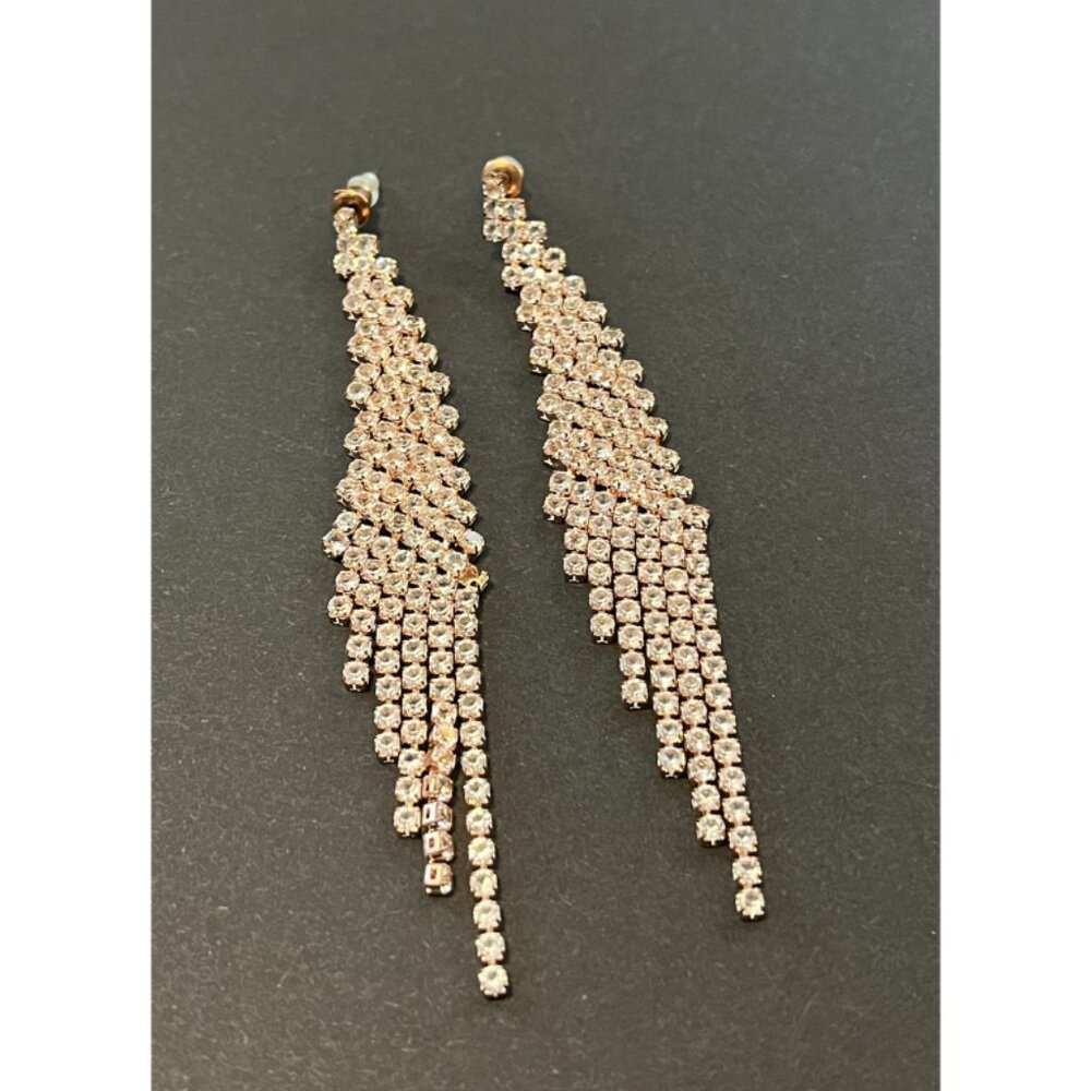 Rose gold crystal bridal earrings